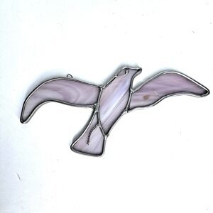 Vintage Stained-Glass Bird Seagull Suncatcher‎ Purple Lavender Hanging Window